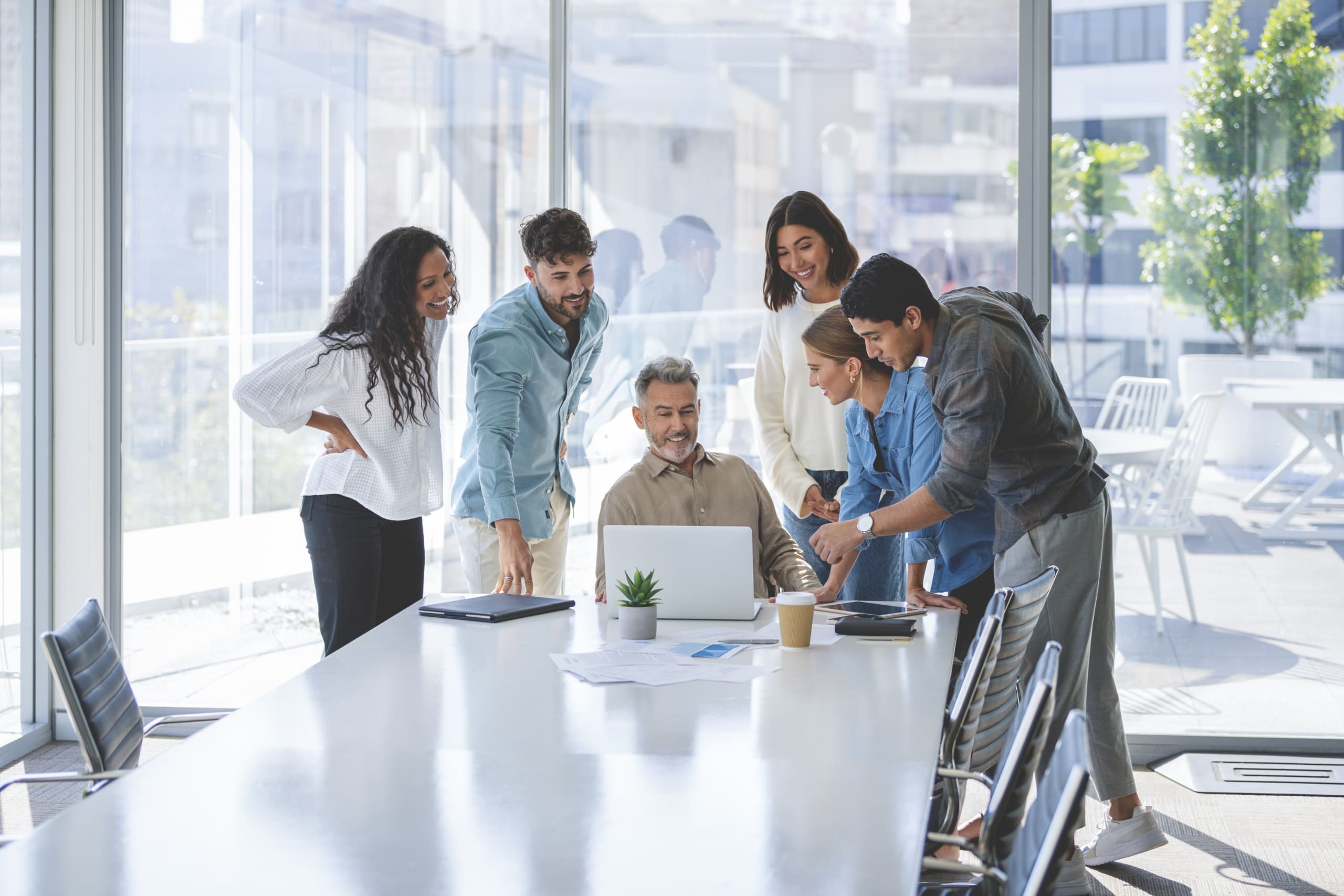 Diverse group of business people working.